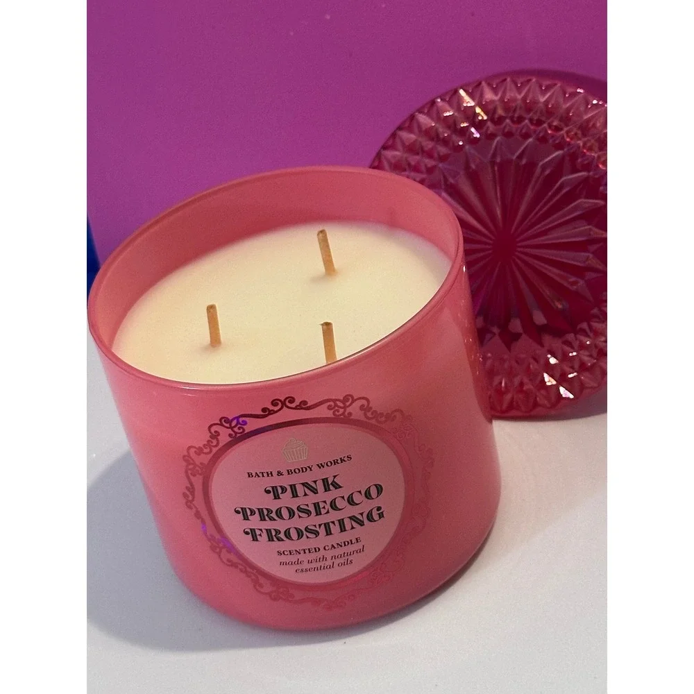 Bath & Body Works Pink Prosecco Frosting 3-Wick Scented Candle 14.5oz Pink Jar